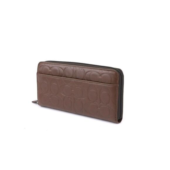 NWT Coach Signature embossed Accordion Wallet in Mahogany Brown - Picture 1 of 7